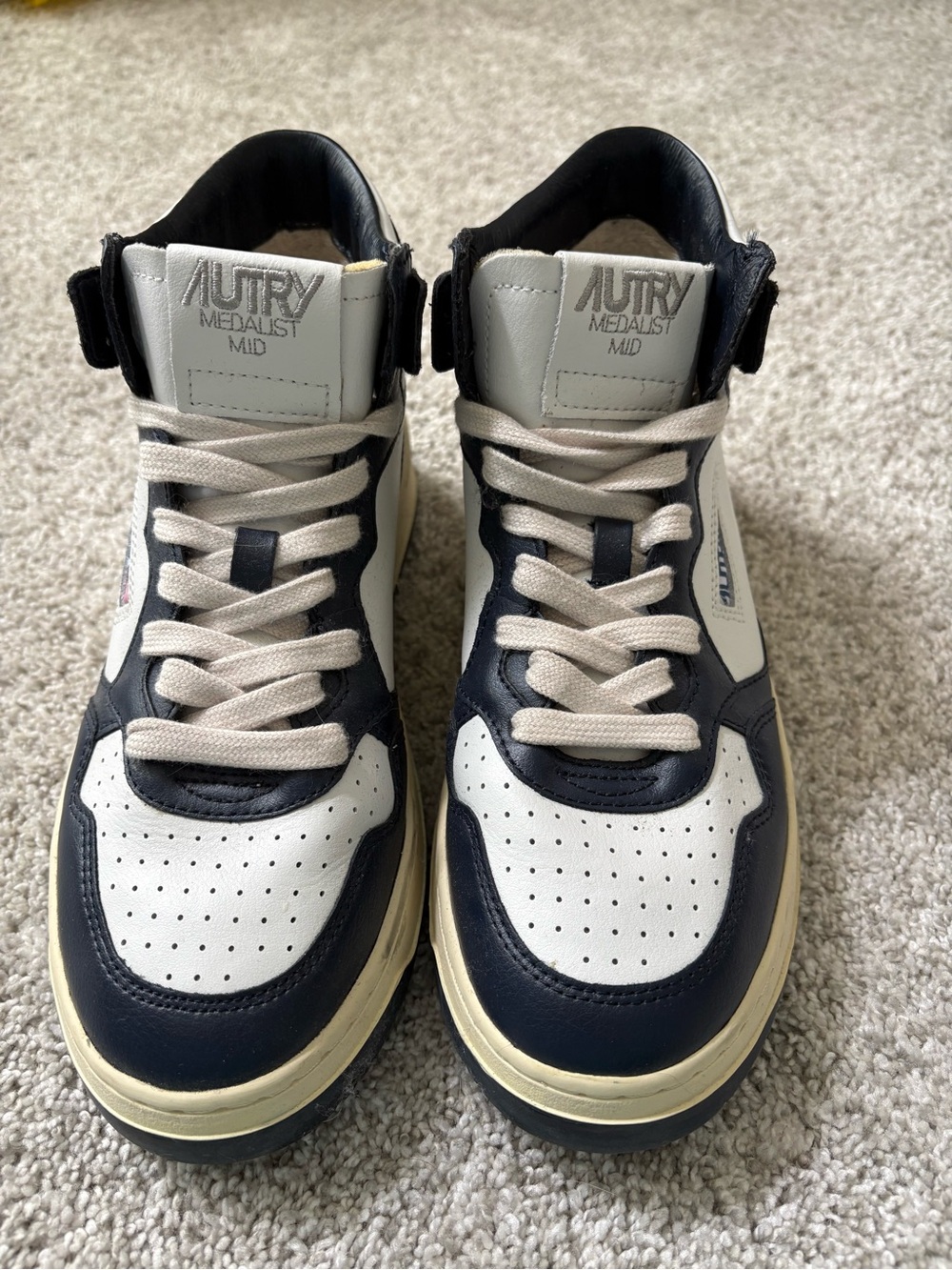 Autry Medalist Mid Leather Sneakers in Black & White